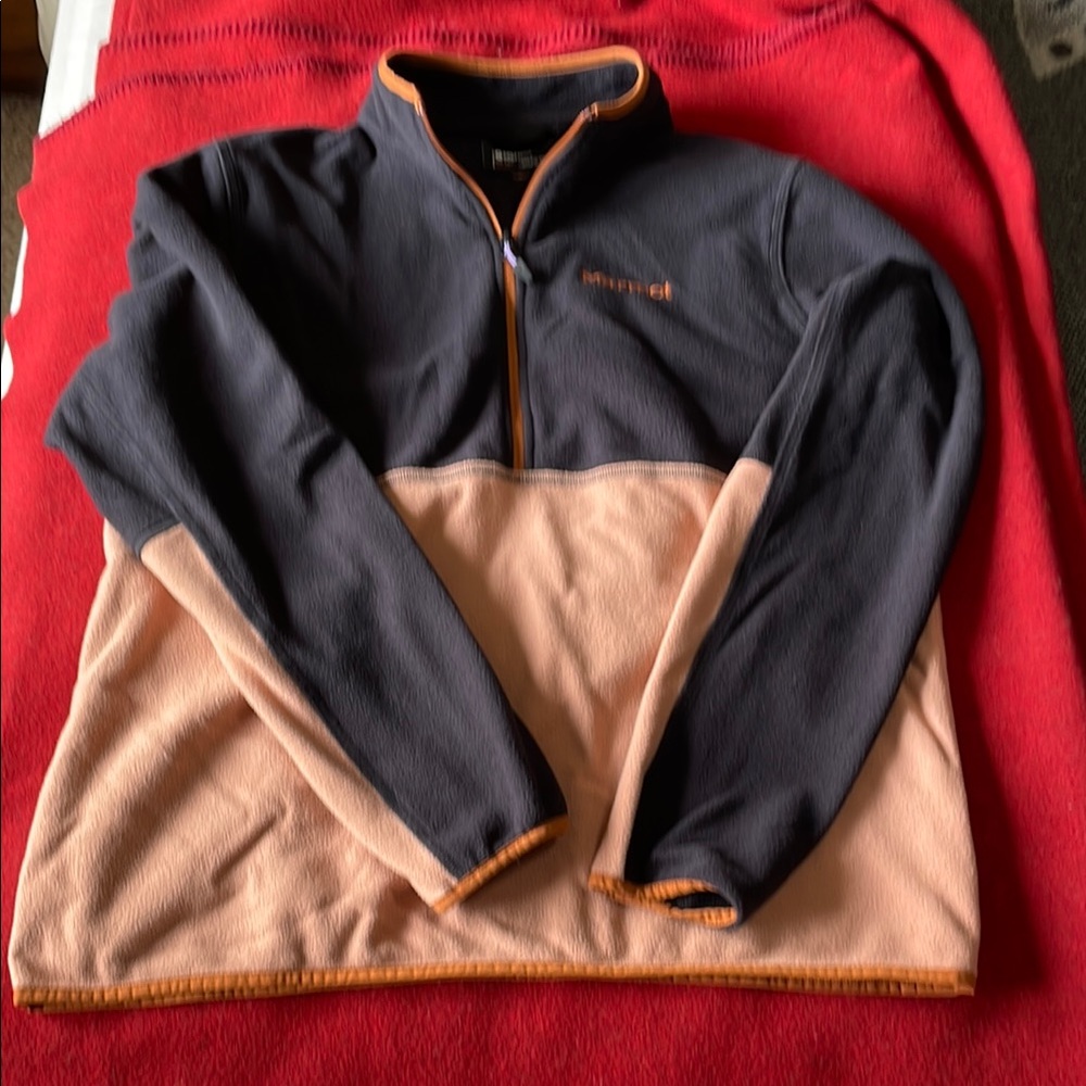 Marmot Black and Orange Sporty Color Block Style 1/4 zip